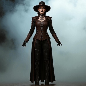 Dark Witch Leather Costume Set – Gothic Vampire Outfit for Women – Halloween Cosplay Outfit For Women Handmade Leather Set