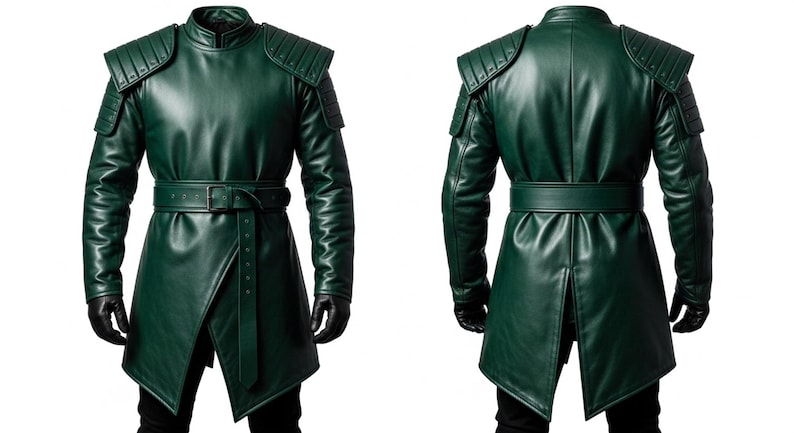 Emerald Genuine Leather Ranger Coat – Medieval Fantasy Armor Tunic ...