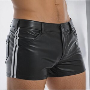 Handmade Genuine Real Sheep Leather Shorts Sexy Men&#39;s Shorts Steampunk Shorts Party Wear Shorts Soft Leather Black Shorts Gift For Him