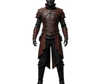 Assassin Medieval Leather Armor Suit | Gothic Warrior Costume | Renaissance Faire Cosplay Outfit | Steampunk Knight LARP Clothing