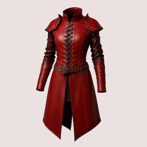 Leather Renaissance Coat Medieval Steampunk Armor Jacket, Gothic Fantasy Costume, Cosplay Warrior Long Coat, Unisex Festival Wear