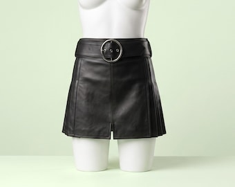Handgefertigter Kilt aus Leder Ringschnalle Taillengürtel | Edgy Gothic Punk Festival Cosplay Outfit für mutige Frauen