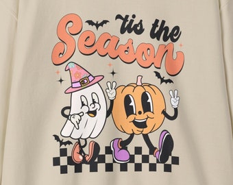 Tis the season Crewneck Sweatshirt, halloween sweatshirt, cozy sweashirt, gildan, cotton, halloween gift, cute spooky pumpkin  and ghost