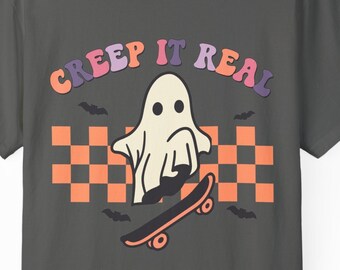 Creep It Real Ghost Graphic Tee - Comfort Colors Halloween Shirt