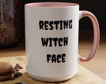 Resting Witch Face Mug: Spooky Halloween Coffee Mug