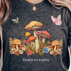Down To Earth Cottagecore Tee Shirt Mushroom Shirt, Aesthetic Mushroom Shirt, Dark Academia Shirt, Aesthetic Shirt, Graphic Tee