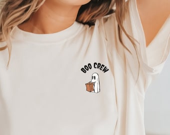 Boo Crew かわいいハロウィン、Tシャツ 季節限定グラフィックTシャツ、彼女へのプレゼント 彼へのプレゼント ユニセックス 秋 ハロウィン かわいい、かわいいゴースト