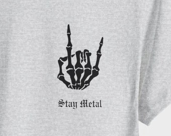 Stay Metal Skeleton Hand T- Shirt