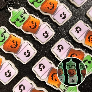 Glow In The Dark Stack o&#39; Original Boo Buckets Keychain | Ghost, Witch, and Jack-o-Lantern Halloween Candy Pail Glow and UV Blacklight Charm