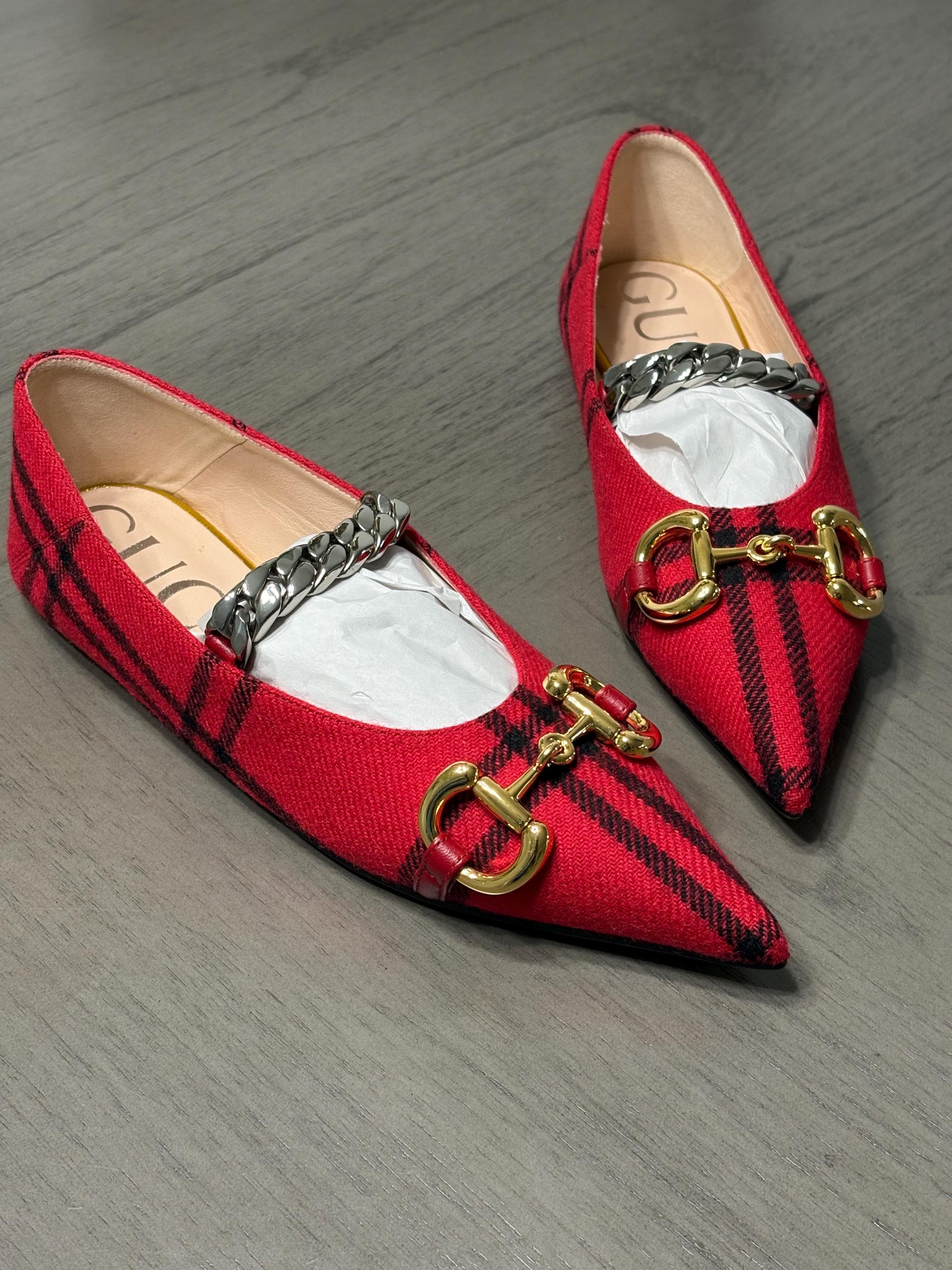 GUCCI Deva Horsebit Red Tweed Ballet Flats Sz. 36.5 EU/ 6 US - Etsy
