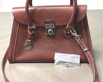 Vintage Dooney & Bourke Leather Satchel Top Handle Purse w/key