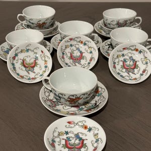 Vintage Jingdezhen Porcelain Teacup (Set of 3) Teacup, Saucer & Mini Desert bowl
