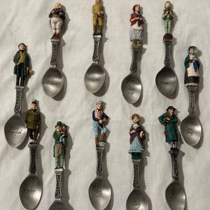Vintage Franklin Charles Dickens 1981 Collectible Pewter Spoons