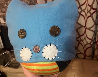 Handgjord 3D-kattfleecehatt – Morrhåriga kattmössor med knappögon – Mysig present till kattälskare - Hattar