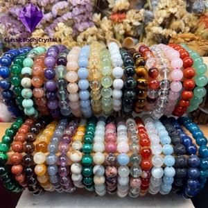 Handgemachtes Edelstein Armband: Dehnbares Kristall Schmuckstein (6 mm, 8 mm, 10 mm)