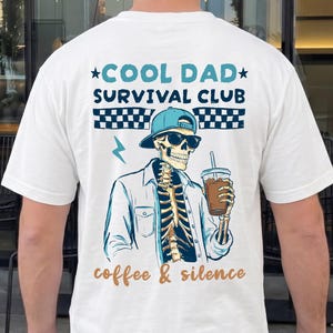 Cool Dad Survival Club Comfort Colors® Shirt, Funny Skeleton Dad Tee, Retro Streetwear Fatherhood Shirt, Coffee Dad Graphic Tee