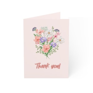 Thank You Floral Greeting Cards Set | Blank Heart Cards for All Occasions | 1-50pcs Care Packages, Birthdays, Love Notes, Appreciation