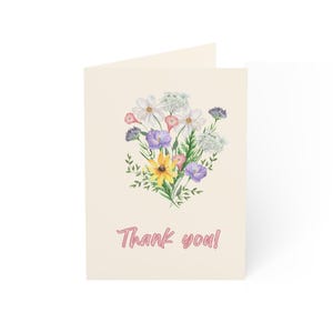 Cartes de voeux florales de remerciement - Lot de 1, 10, 30, 50 pièces - Parfaites pour toutes les occasions, anniversaire, mariage, remerciement