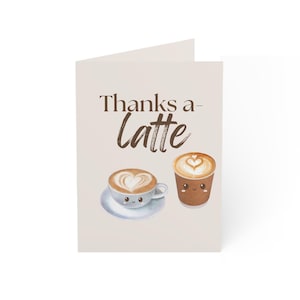 Coffee-Themed Greeting Cards | Thanks-a-Latte, Cute Coffee Cards, Espresso Cards, Bulk Greeting Cards for Coffee Lovers, Cozy Gifts