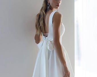 White Boat Neck Fit and Flare Mini Dress, Elegant Bridal Shower Reception  Graduation & Cocktail Party Dress, Wedding Guest Summer Dresses - Etsy