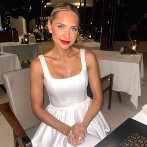 White Corset Mini Dress | Elegant Fit and Flare Dress | Bridal Shower Dress | Formal Cocktail Dress | Classy Party Dress for Women | Noémi