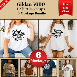Gildan 5000 Mockup Bundle: modello Y2K, maglietta POD (download digitale)