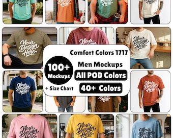 Comfort Colors 1717 T-Shirt Mockup Bundle: Real Male Model (Digital Download)