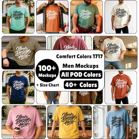 Comfort Colors 1717 T-Shirt Mockup Bundle: Real Male Model (Digital Download)