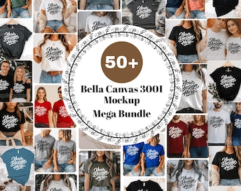 Bella Canvas Tshirt Mockup Bundle | BC 3001 T-Shirt Mock-up Bundle | Real Model | Cozy Trendy Neutral Boho Aesthetic Summer Fall Shirt Mock