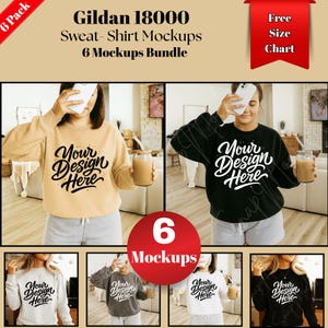 Gildan 18000 Sweatshirt Mockup Bundle: Real Model, Oversized Fit (Digital Download)