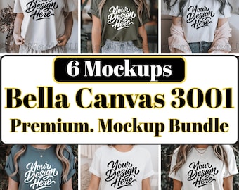 Bella Canvas 3001 Mockup Bundle: Boho T-Shirt Model Mockups