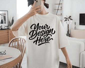 Maqueta de camiseta blanca Comfort Colors 1717: camiseta extragrande, modelo real (archivo JPG)