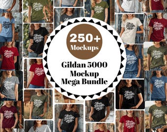 Gildan 5000 Mockup Bundle, Gildan Tee Shirt Mockup Bundle Print On Demand, Apparel Mockup Bundle, Gildan Mockup Bundle Instant Download