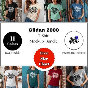Gildan 2000 Mockup Bundle, Trendy Aesthetic T-shirt Mockup Gildan 2000 Sand, Gildan T-shirt Bundle Model Mockup, POD whole shop Y2K bundle
