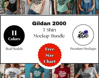 Gildan 2000 T-Shirt Mockup Bundle: All Colors, POD Shop