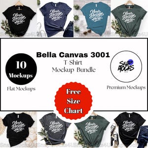Bella Canvas 3001 T-Shirt Mockup Bundle: Print On Demand (10 Mockups)