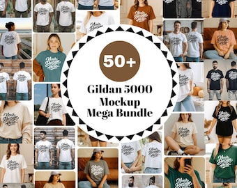 Gildan 5000 Mockup Bundle Gildan Tee Shirt Mockup Bundle Print On Demand Apparel Mockup Bundle Gildan Mockup Bundle, front back Mockups pack