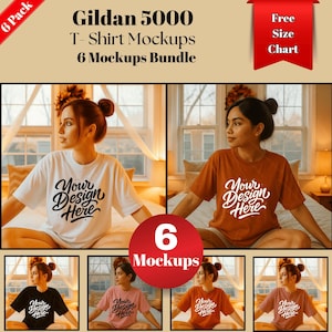 Gildan 5000 Natural mockup bundle t-shirt mockup aesthetic mockup bundle print on demand mockup simple casual trendy POD Y2K mockup bundle