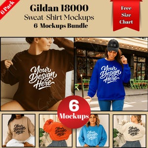 Gildan 18000 Sweatshirt Mockup Bundle: Real Model, Oversized Fit (PNG Digital Download)