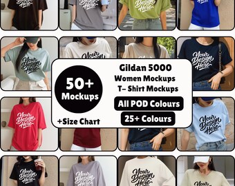 Pacote de Mockups Gildan 5000, Pacote de Mockups de Camisetas Gildan para Impressão Sob Demanda, Pacote de Mockups de Vestuário, Pacote de Mockups Gildan para Download Instantâneo
