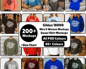 Gildan 18000 Mockup Bundle, Sweatshirt Crewneck Mockup Bundle, Men and Women Mockup G 18000 Bundle, Gildan Mockup Bundle Instant Download