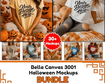 Bella Canvas 3001 Mockup Bundle, Bella Canvas Halloween Bundle Mockup, Shirt Mock Bundle, Mockup Bundle Mock up Bundle, Tshirt Mockup Bundle