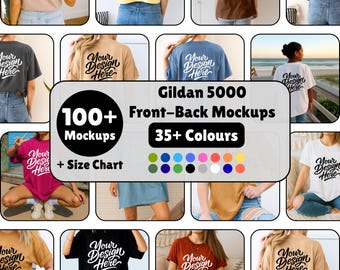 Gildan 5000 Mockup Bundle,Bundle Gildan 5000 Shirt, Gildan Whole Shop Mockup Bundle Model, Front Back Mockup Lifetime Access, man women