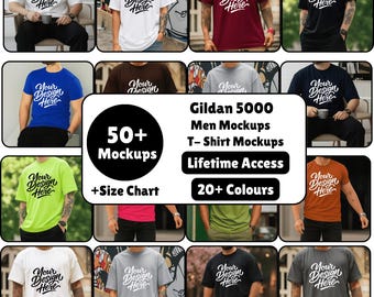 Gildan 5000 Tshirt Mockup Bundle, Men G5000 T-Shirt Mock-up Bundle, Male TShirt Mockup Bundle, Gildan 5000 Male Model Mockup, Simple Mockup