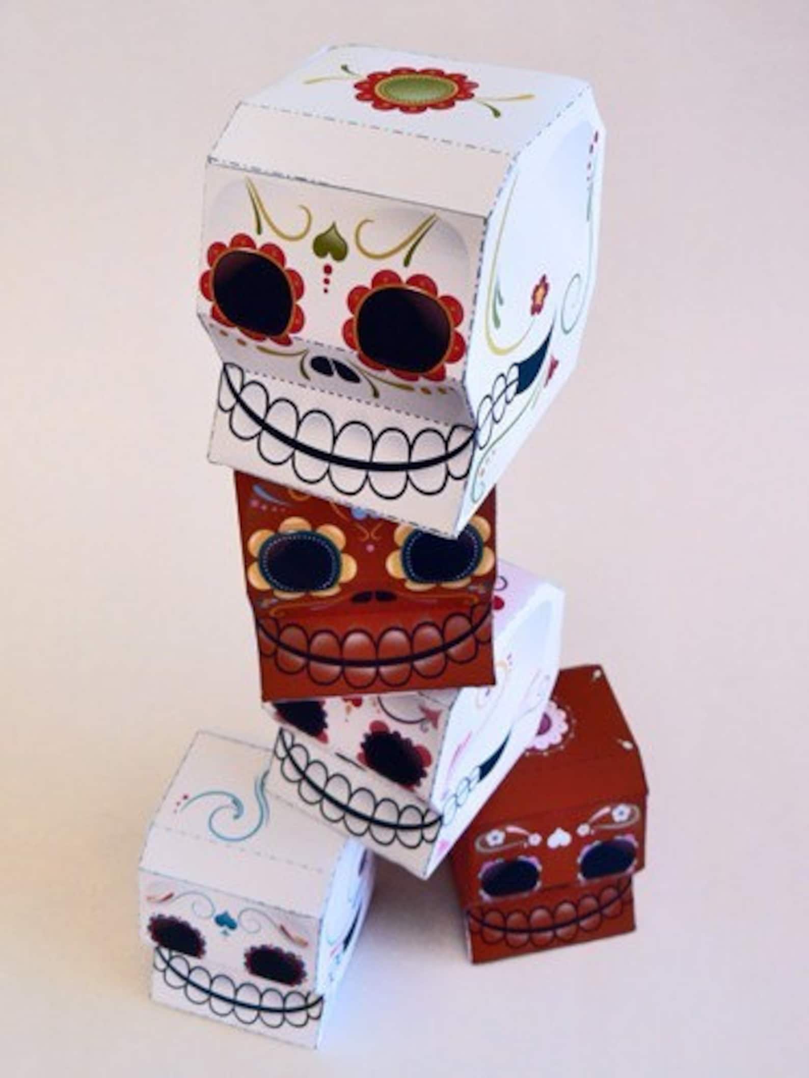 Sugar Skulls Printable Paper Craft PDF - Etsy