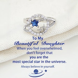 Anello speciale con pianeta e stelle per mia figlia, anello "credi sempre in te stessa", anello motivazionale, anello per nipote, regalo per lei
