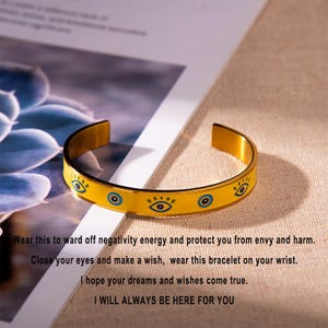 Bracelet manchette mauvais œil pour femme, je serai toujours là pour vous Bracelet, cadeaux inspirants, cadeau bijoux, cadeau pour elle