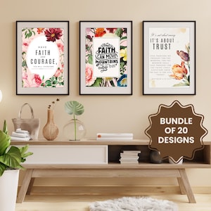 Christian Wall Art Prints Christian Wall Art Bundle Set of 20 Christian Wall Art Printable Bible Verse Prints Religious Prints Christian Art