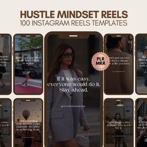 100 bobines Instagram Hustle Mindset, bobines sans faille, marketing sans visage, bobines de motivation, droits de revente principaux MRR PLR DFY