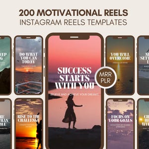 200 reel motivazionali, citazioni ispiratrici, reel di Instagram, reel senza volto, marketing senza volto, diritti di rivendita master, MRR PLR, DFY